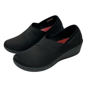 Crocs Dual Comfort Busy Day Loafers Stretch Wedge Shoes Black 202852 Women's W8